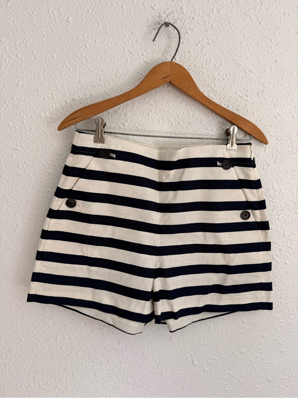 J Crew navy blue & white striped nautical sailor shorts 4